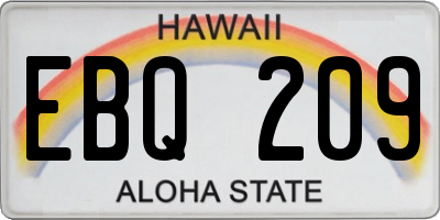 HI license plate EBQ209