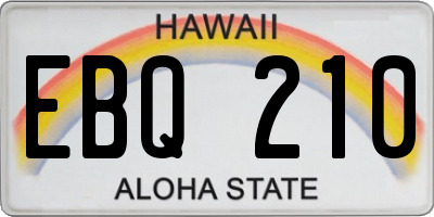 HI license plate EBQ210