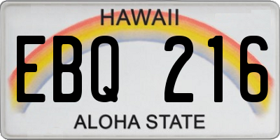 HI license plate EBQ216