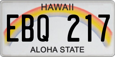 HI license plate EBQ217