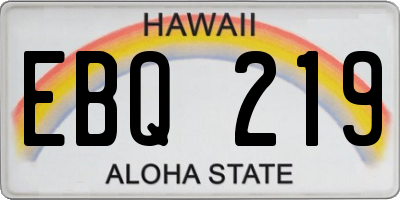 HI license plate EBQ219
