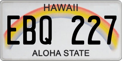 HI license plate EBQ227