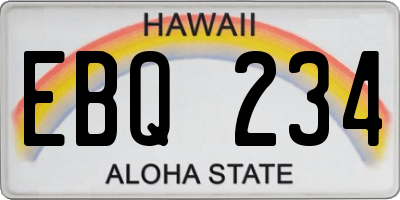 HI license plate EBQ234