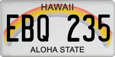 HI license plate EBQ235