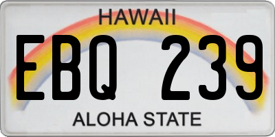 HI license plate EBQ239