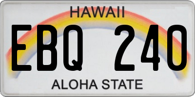 HI license plate EBQ240