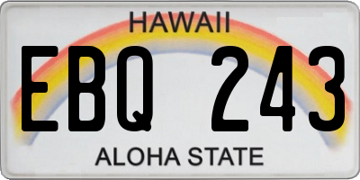 HI license plate EBQ243