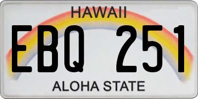 HI license plate EBQ251