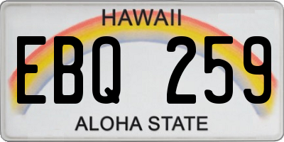 HI license plate EBQ259