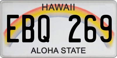 HI license plate EBQ269