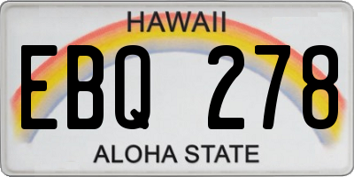 HI license plate EBQ278