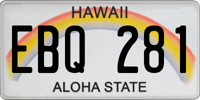 HI license plate EBQ281