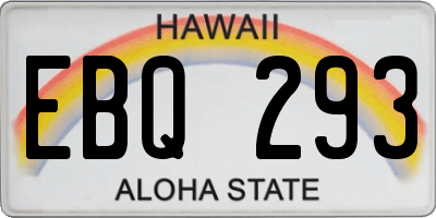 HI license plate EBQ293