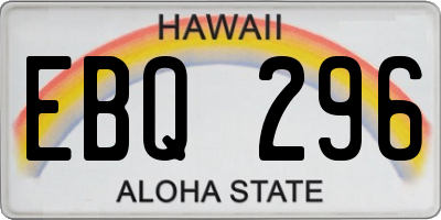 HI license plate EBQ296