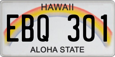 HI license plate EBQ301