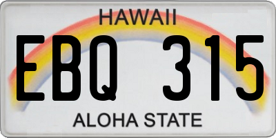 HI license plate EBQ315