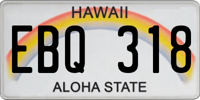 HI license plate EBQ318