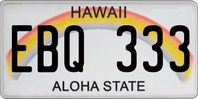HI license plate EBQ333