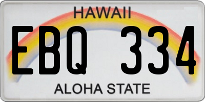 HI license plate EBQ334
