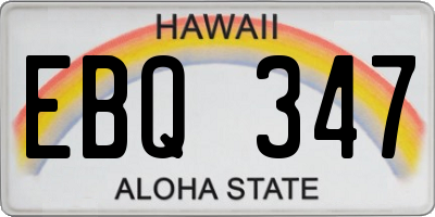 HI license plate EBQ347