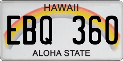 HI license plate EBQ360