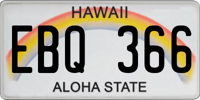 HI license plate EBQ366
