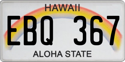 HI license plate EBQ367