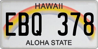 HI license plate EBQ378