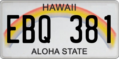 HI license plate EBQ381