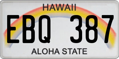 HI license plate EBQ387