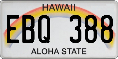 HI license plate EBQ388
