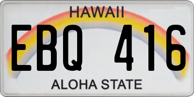 HI license plate EBQ416