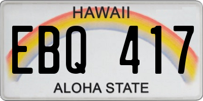 HI license plate EBQ417