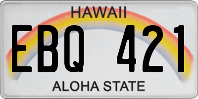 HI license plate EBQ421