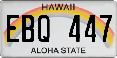 HI license plate EBQ447