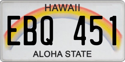 HI license plate EBQ451