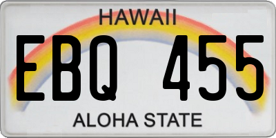 HI license plate EBQ455