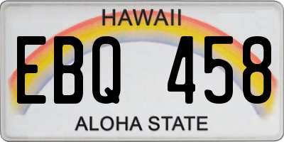 HI license plate EBQ458