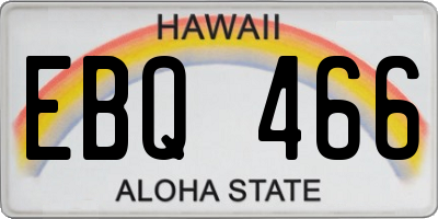 HI license plate EBQ466