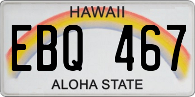 HI license plate EBQ467