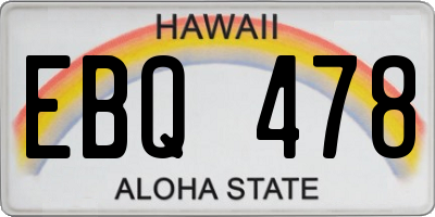HI license plate EBQ478
