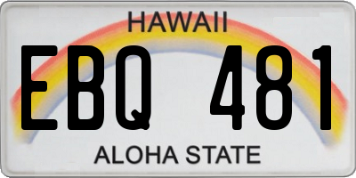 HI license plate EBQ481