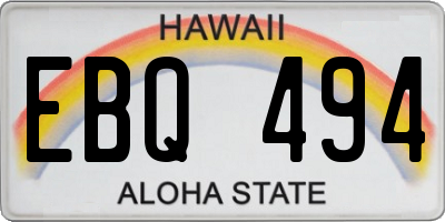 HI license plate EBQ494