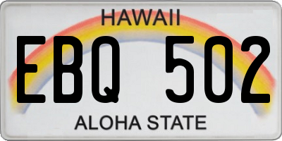 HI license plate EBQ502