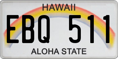 HI license plate EBQ511