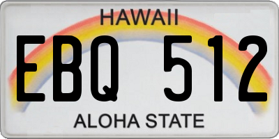 HI license plate EBQ512