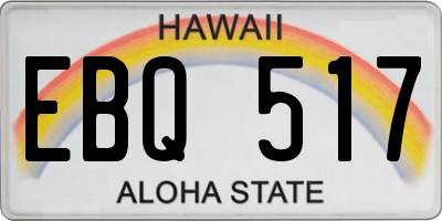 HI license plate EBQ517