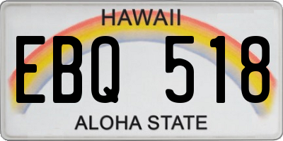 HI license plate EBQ518