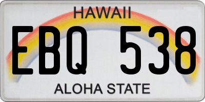 HI license plate EBQ538