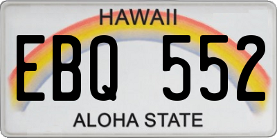 HI license plate EBQ552